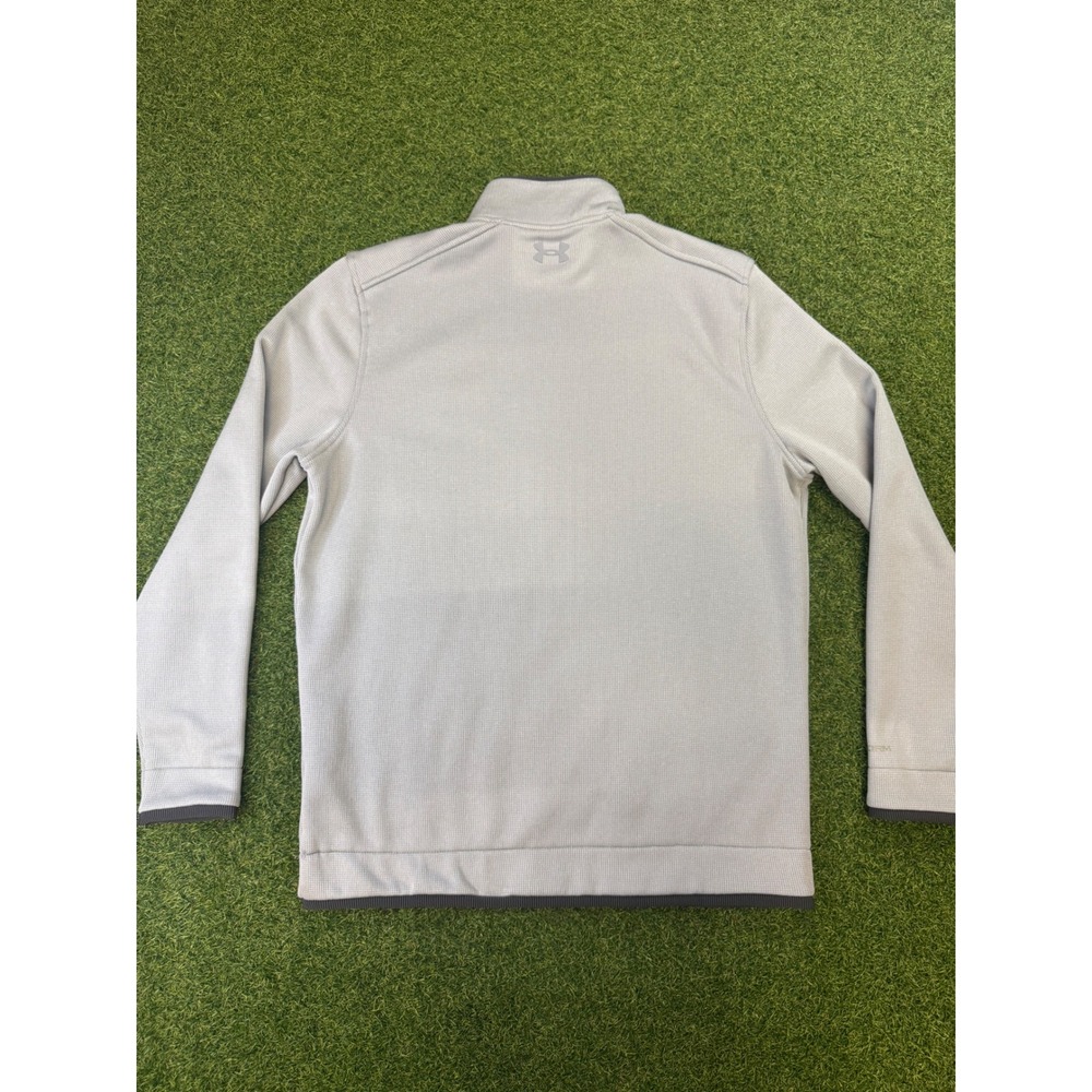 Under Armour Golf Mens Medium Gray Quarter Zip Pullover Storm Loose Fit Sweater - Picture 6 of 7